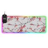Cherry Tree Wireless Charging Mouse Pad for Mobile Phone Extra Large Gaming Mousepad with 13 Lighting Modes Extended Desk Mat for MacBook PC Laptop Desk Office Home Gaming